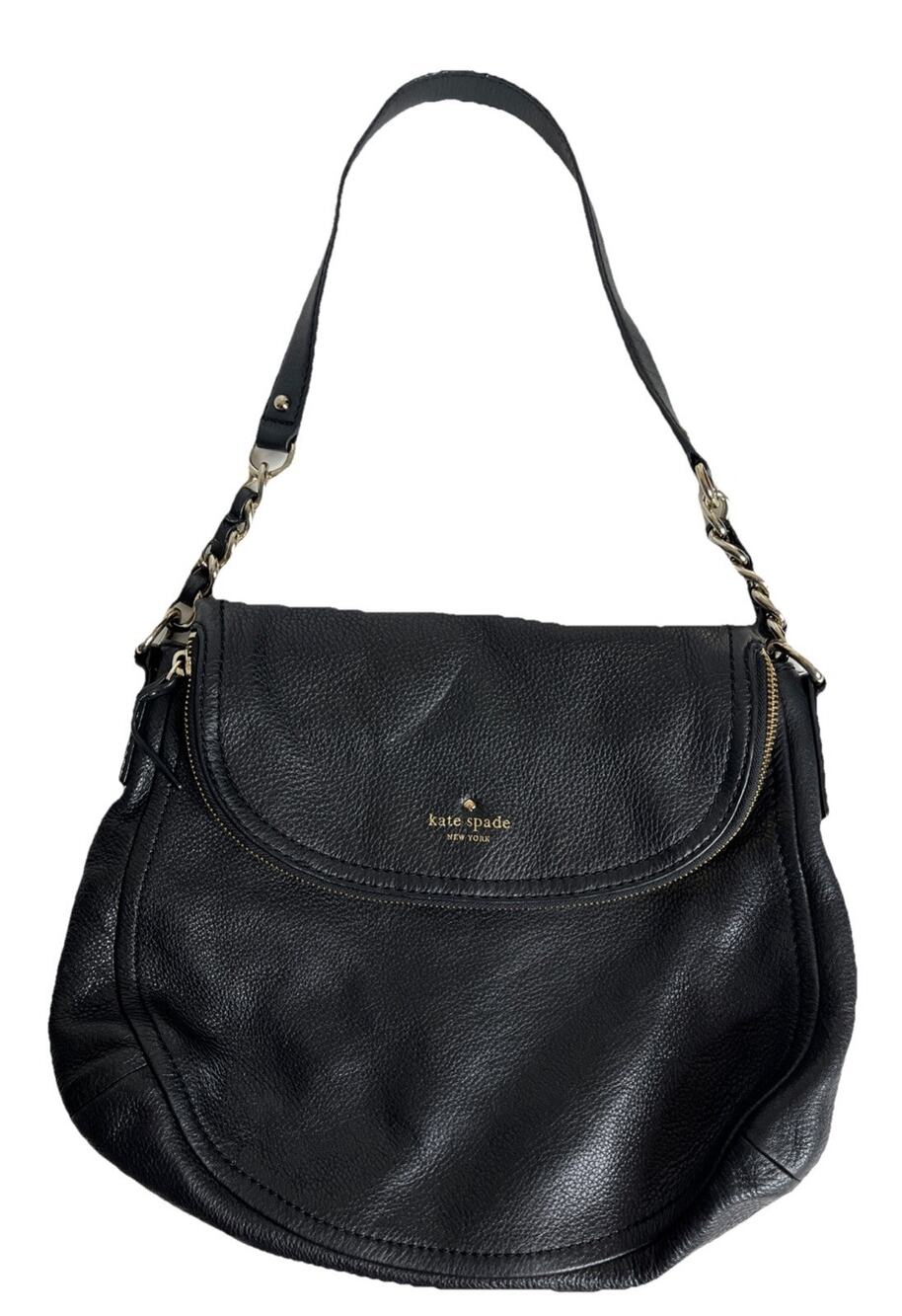Kate Spade Black Pebbled Leather Devin Cobble Hill Hobo Handbag Purse